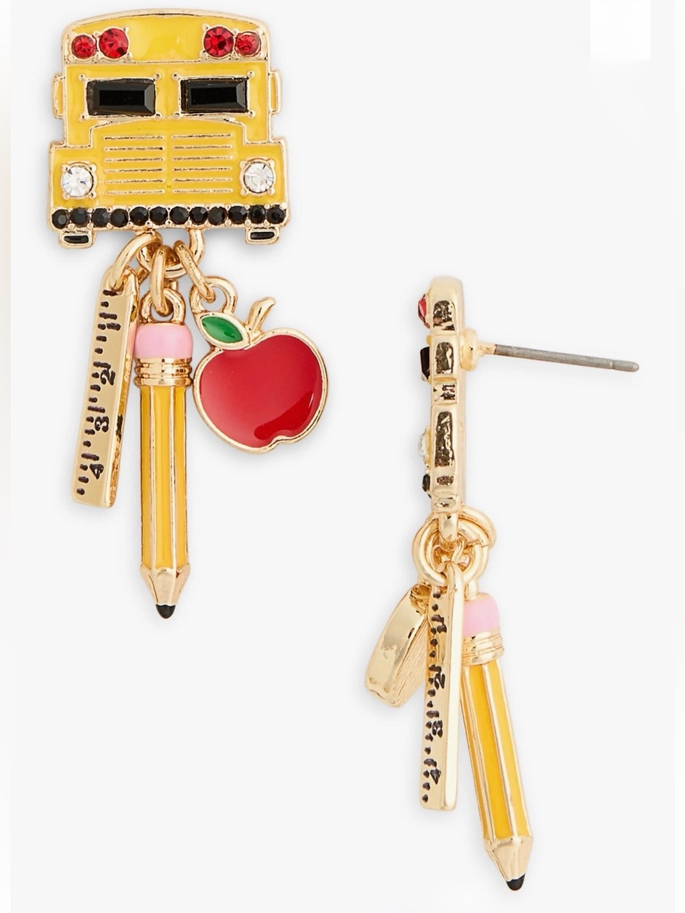 Brand New Baublebar Back To School Bus Charm Mini Drop Earrings
